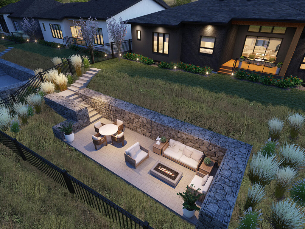 Outdoor terrace at night